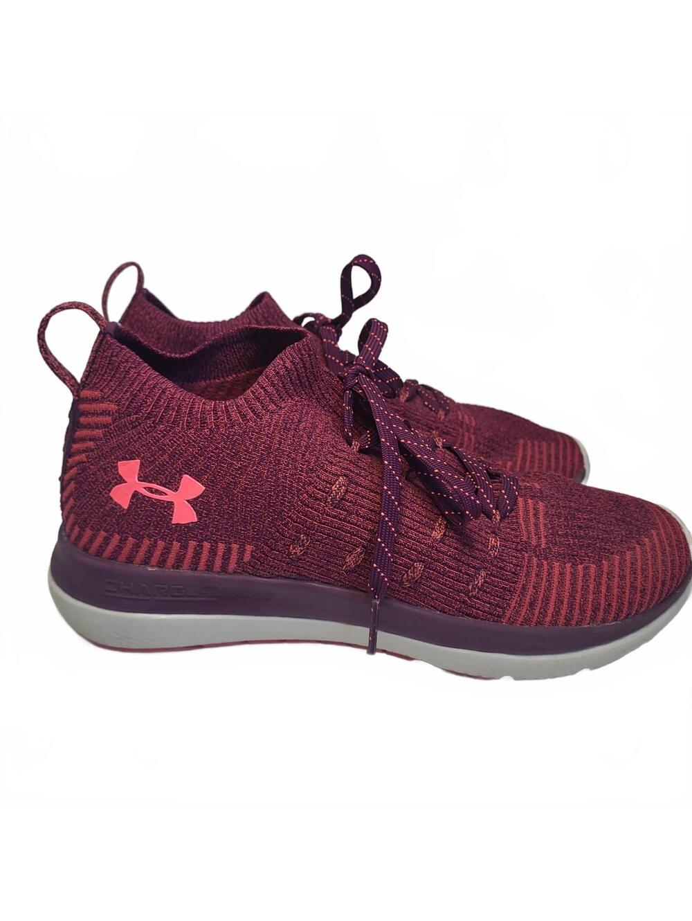 Under Armour Women's Running Shoes Size 7.5 Burgundy Knit Lightweight Sneakers